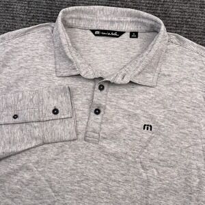 Travis Mathew Polo Shirt Men's‎ Size XL Heathered Gray L/S Golf Shirt Wool Blend